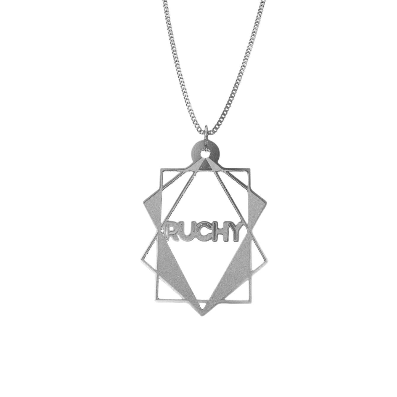 polyhedron geometric Necklace – English, Silver - NAMEBITZ