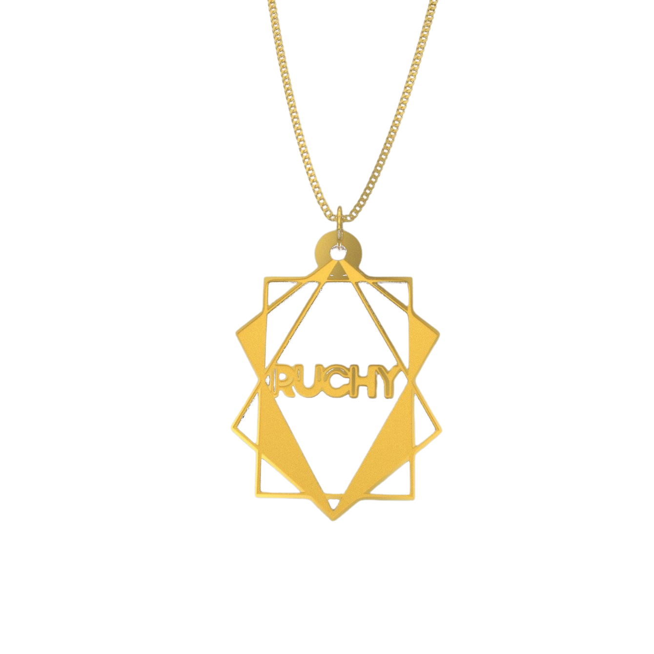 polyhedron geometric Necklace – English, Silver - NAMEBITZ