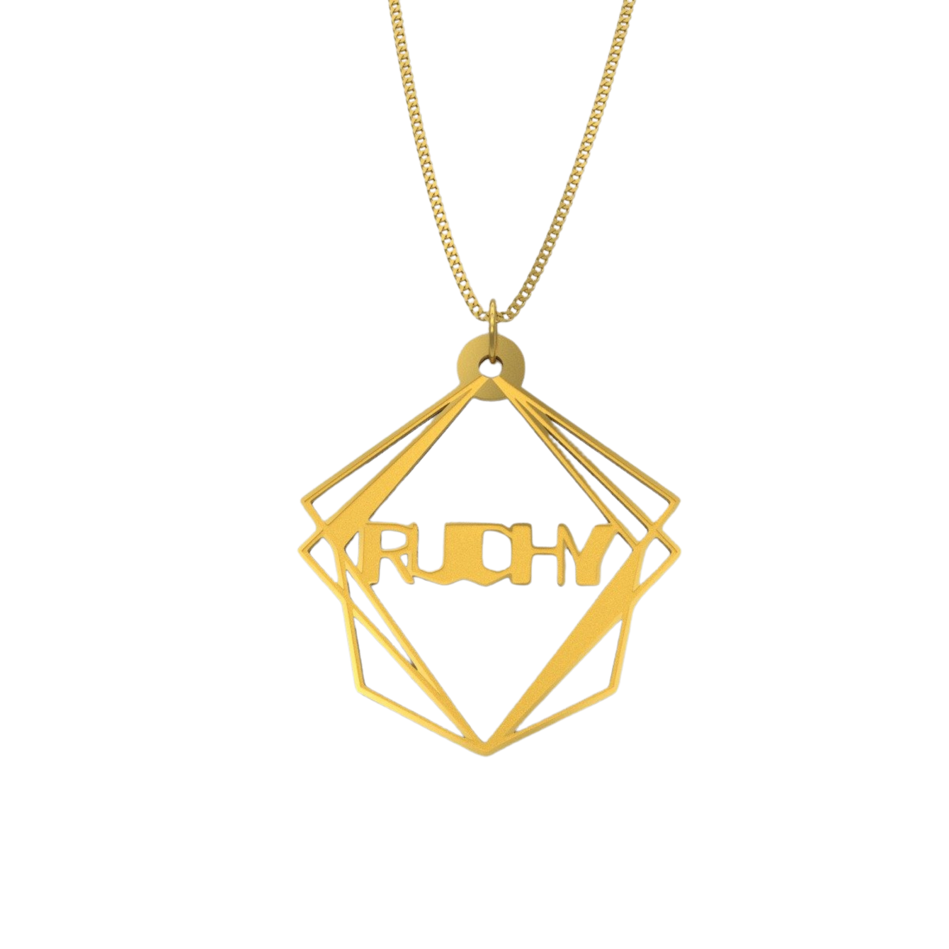 Geometric Pyramid Shape Necklace – English, Gold Plated - NAMEBITZ