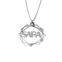 Abstract Geometric Necklace – English, Silver - NAMEBITZ