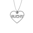 Hollow Heart Necklace – English, in Silver - NAMEBITZ