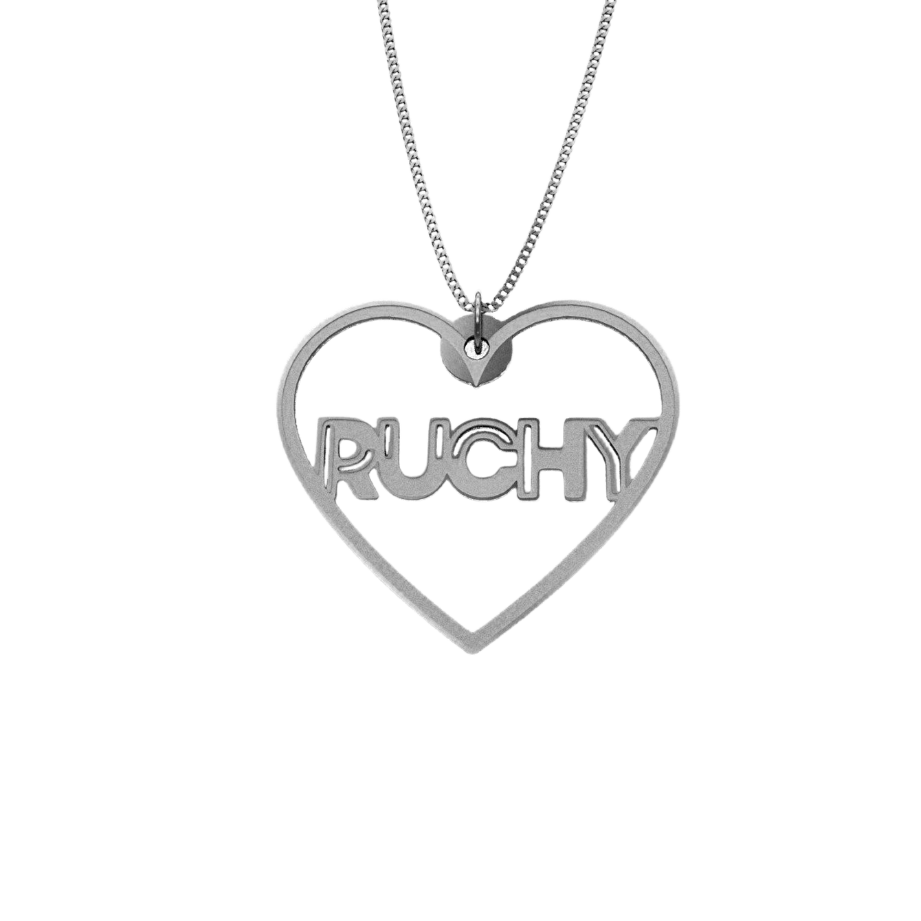Hollow Heart Necklace – English, in Silver - NAMEBITZ