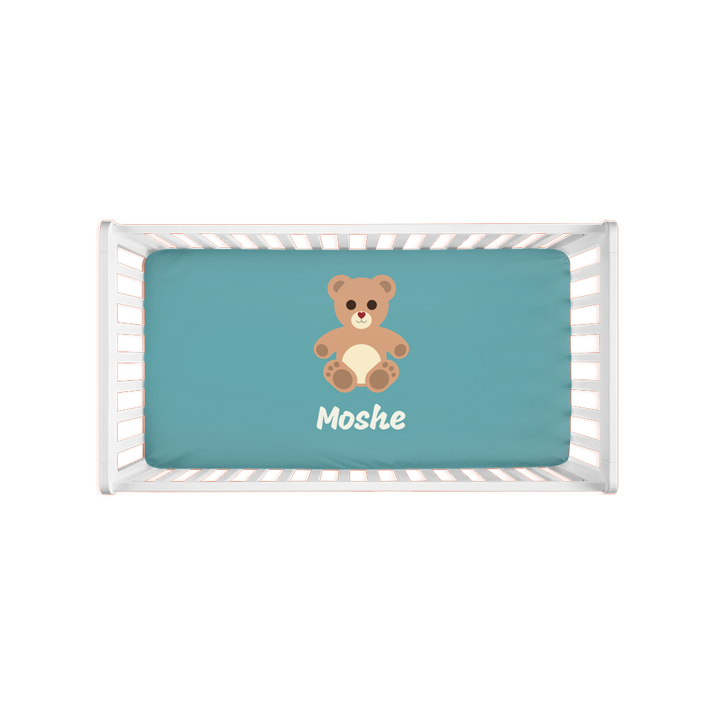 Teal Teddy Bear Fuzzy Crib Sheet - NAMEBITZ