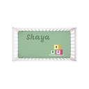 Toy Blocks Fuzzy Crib Sheet in Green - NAMEBITZ
