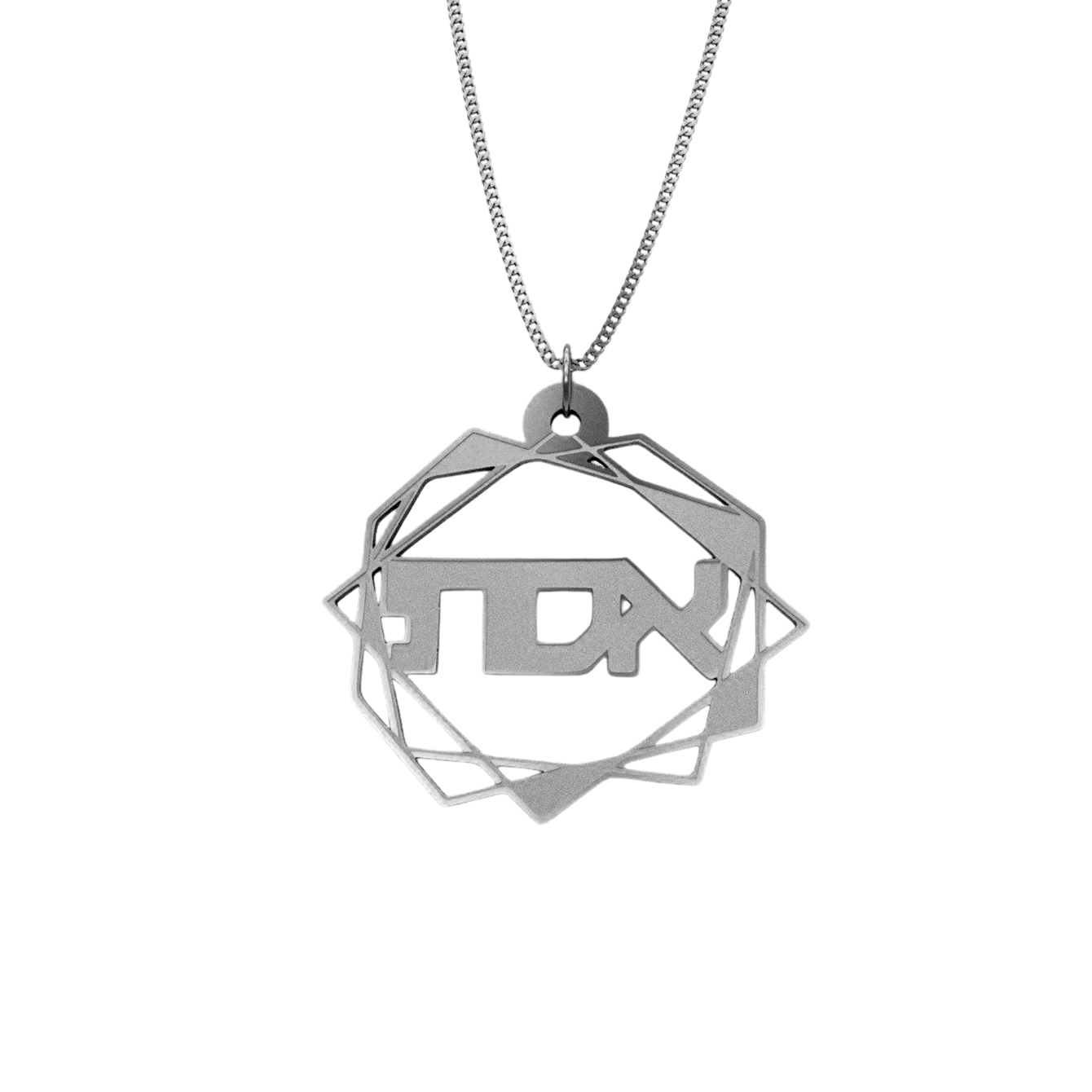 Abstract Geometric Necklace – Hebrew, Silver - NAMEBITZ