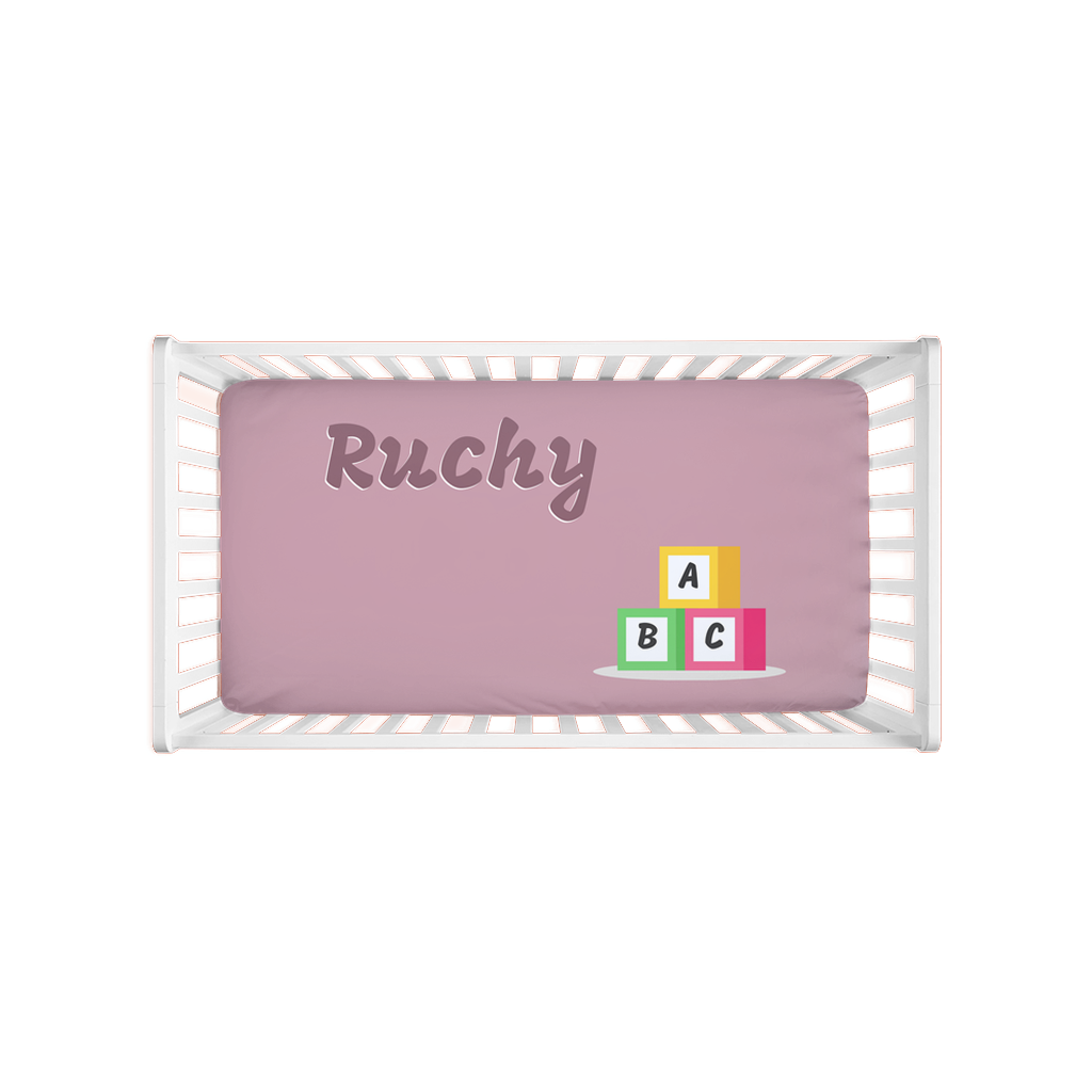 Toy Blocks Fuzzy Crib Sheet in Pink - NAMEBITZ