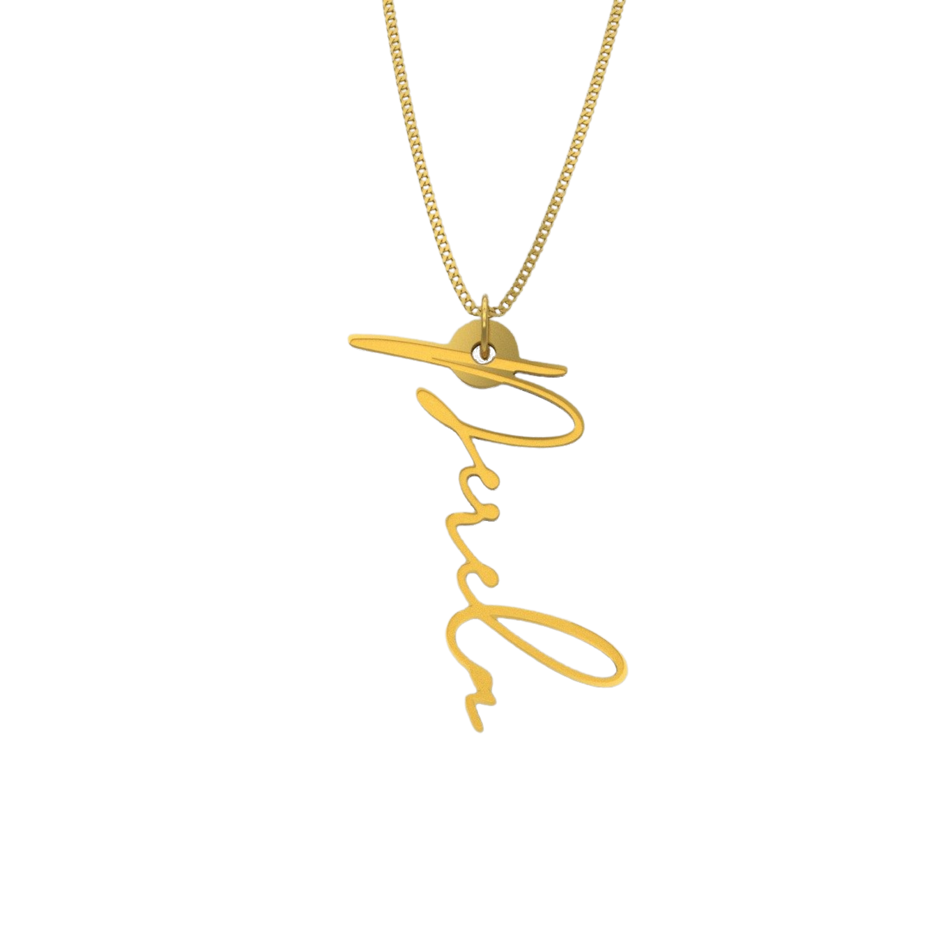 Simple Script Necklace - English, Gold - NAMEBITZ