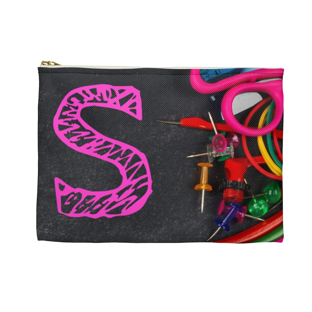 Grey Pencil Case with Pink Initial - NAMEBITZ