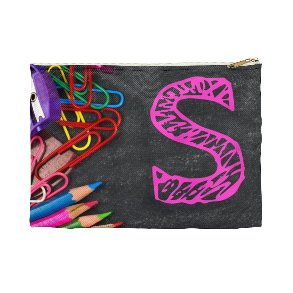 Grey Pencil Case with Pink Initial - NAMEBITZ