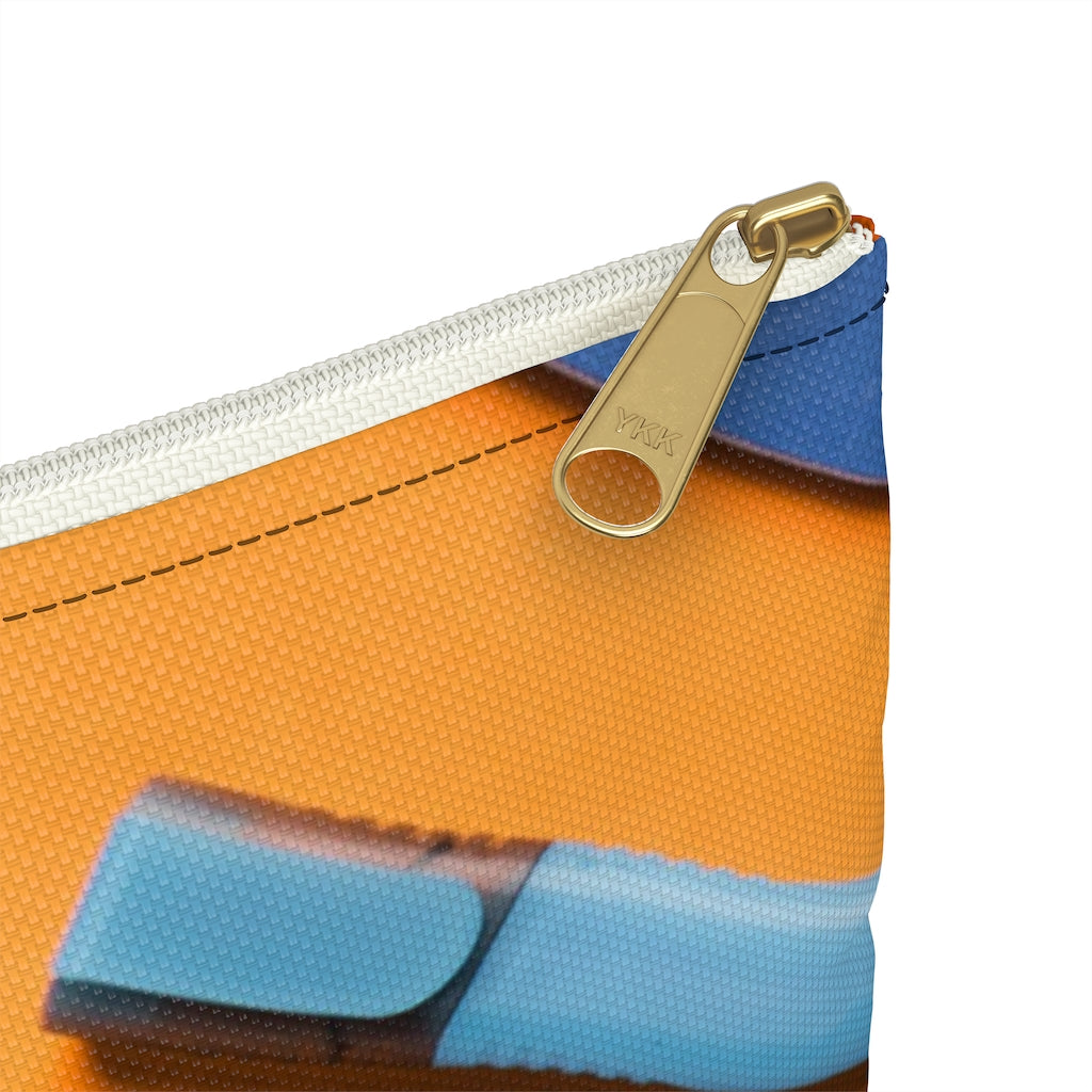 Blue and Orange Pencil Case with Accessories Print (See Coordinating Backpack) - NAMEBITZ