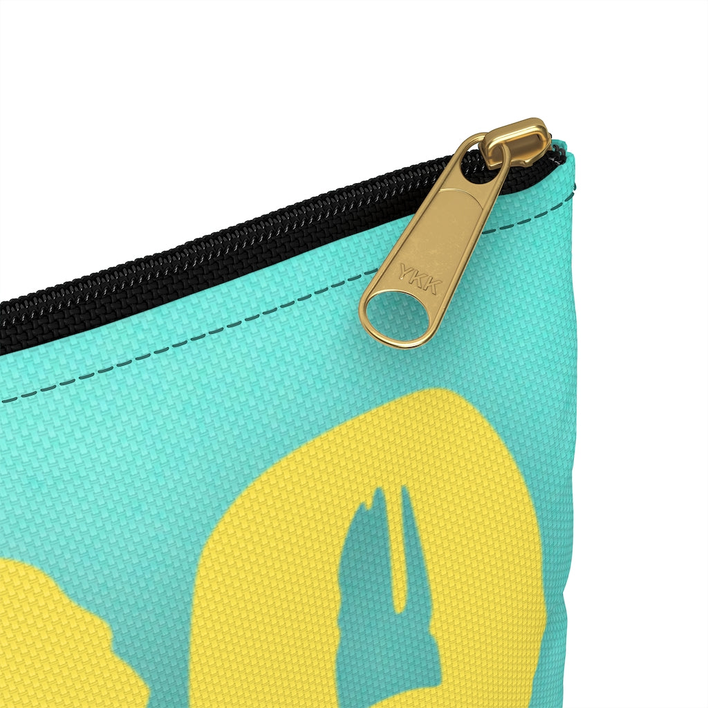 Aqua Pencil Case with Yellow Paint Letters - NAMEBITZ