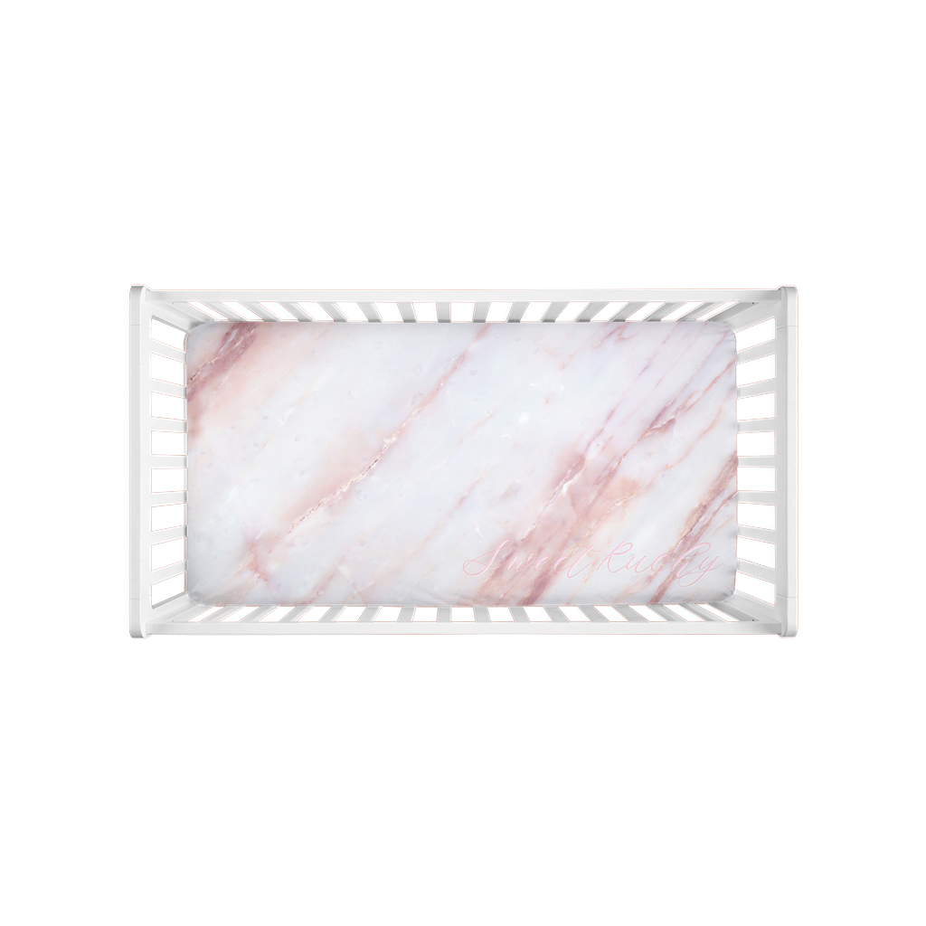 Pink and White Fuzzy Crib Sheet - NAMEBITZ