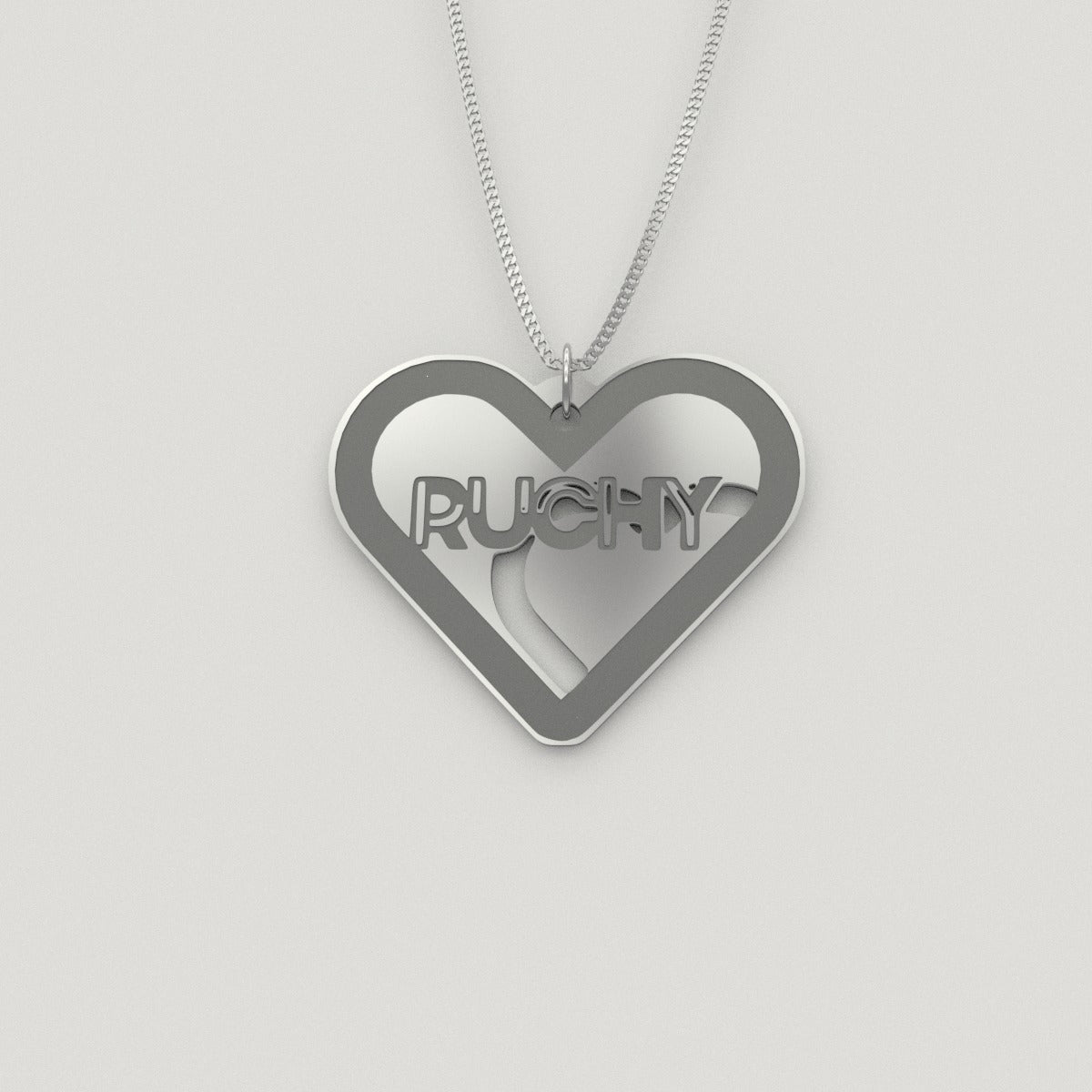 Double Heart Necklace – English, in Silver - NAMEBITZ