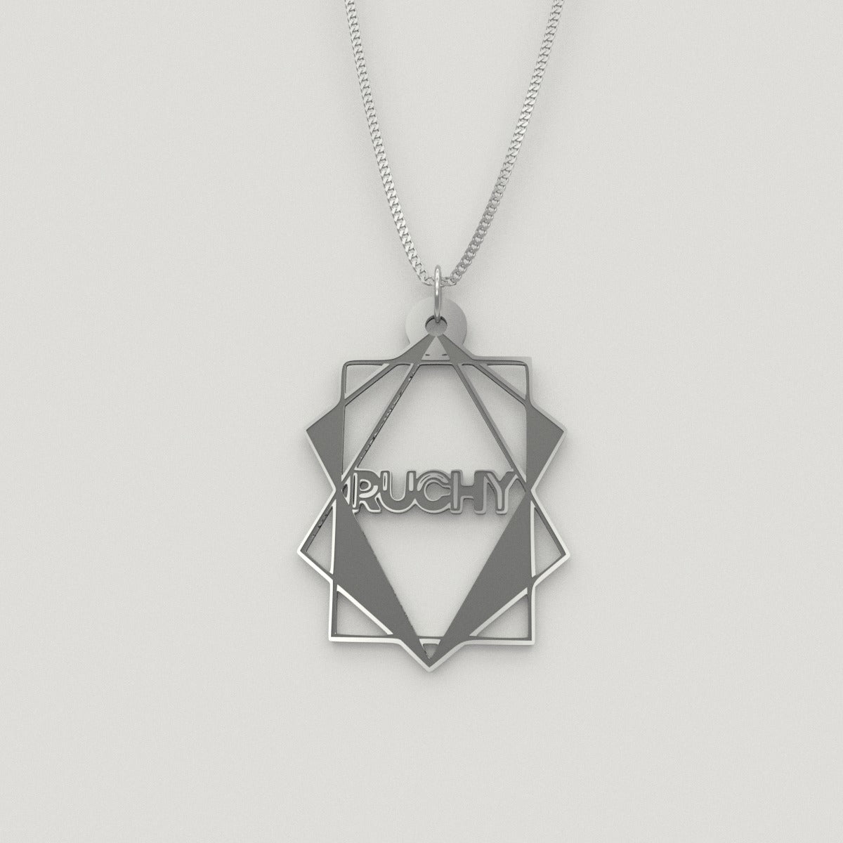 polyhedron geometric Necklace – English, Silver - NAMEBITZ