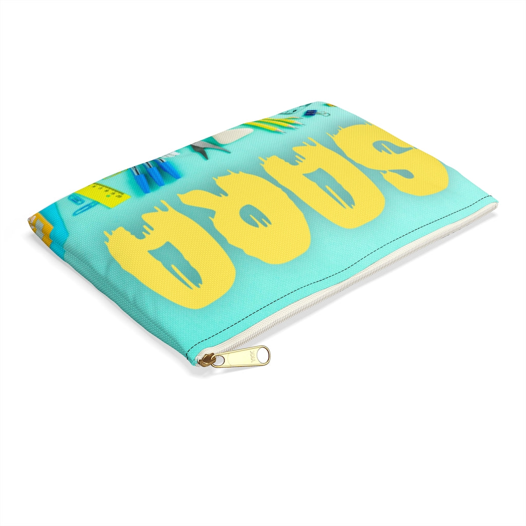Aqua Pencil Case with Yellow Paint Letters - NAMEBITZ