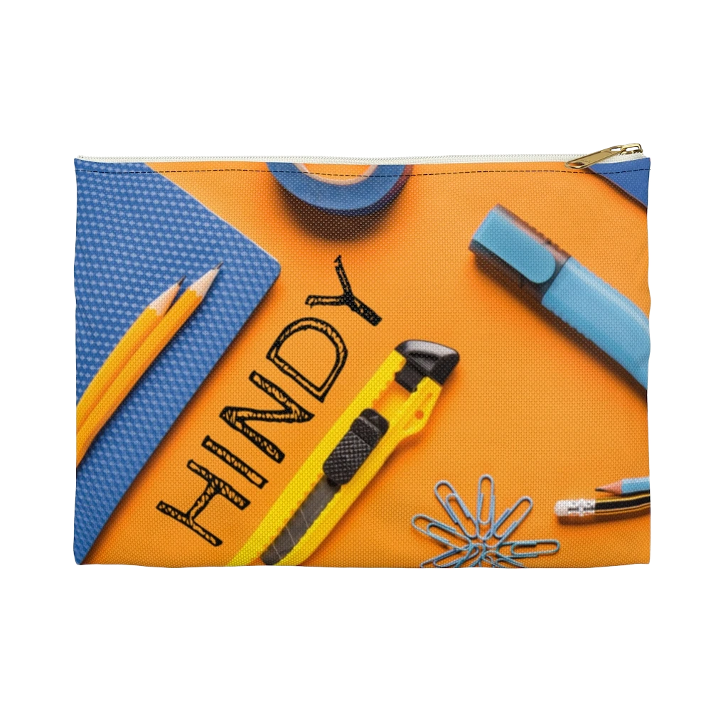 Blue and Orange Pencil Case with Accessories Print (See Coordinating Backpack) - NAMEBITZ