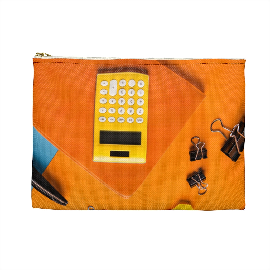 Blue and Orange Pencil Case with Accessories Print (See Coordinating Backpack) - NAMEBITZ