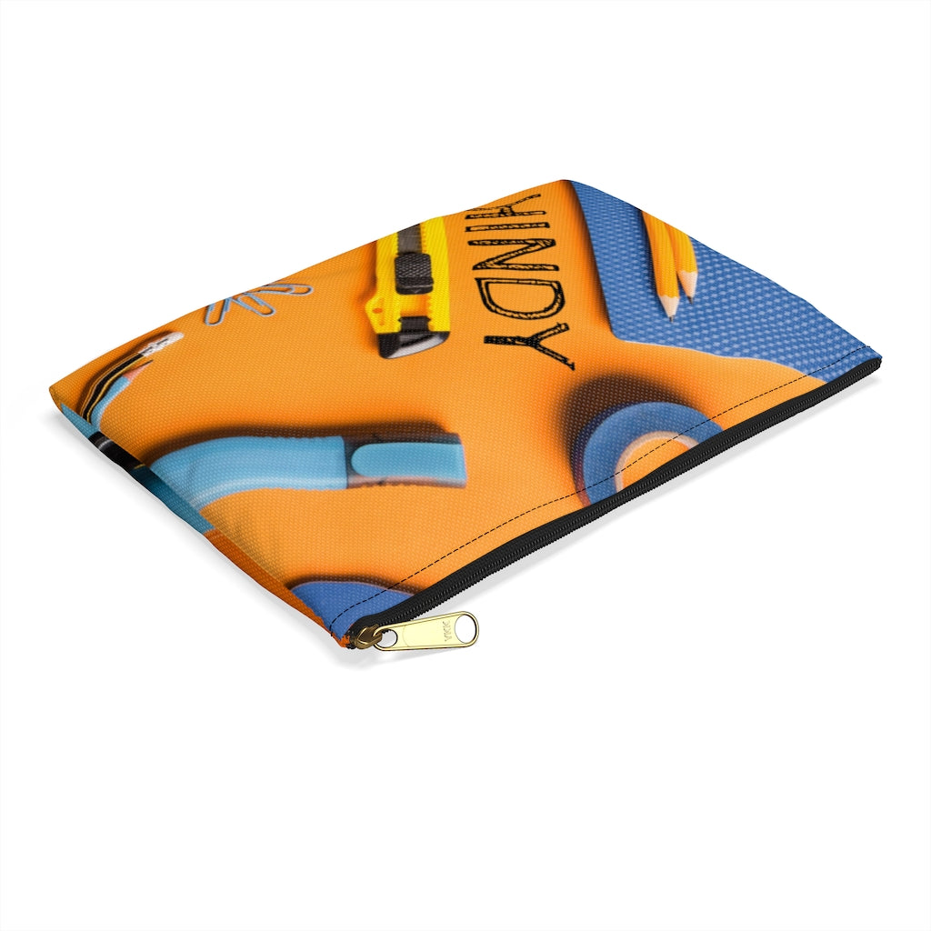 Blue and Orange Pencil Case with Accessories Print (See Coordinating Backpack) - NAMEBITZ