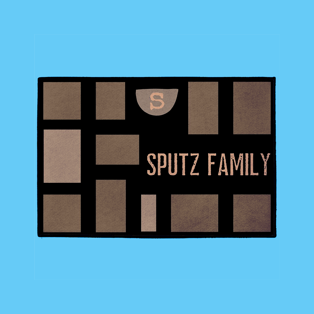 Patches Welcome Mat – English, in Coffee W/Rubber Backing - NAMEBITZ