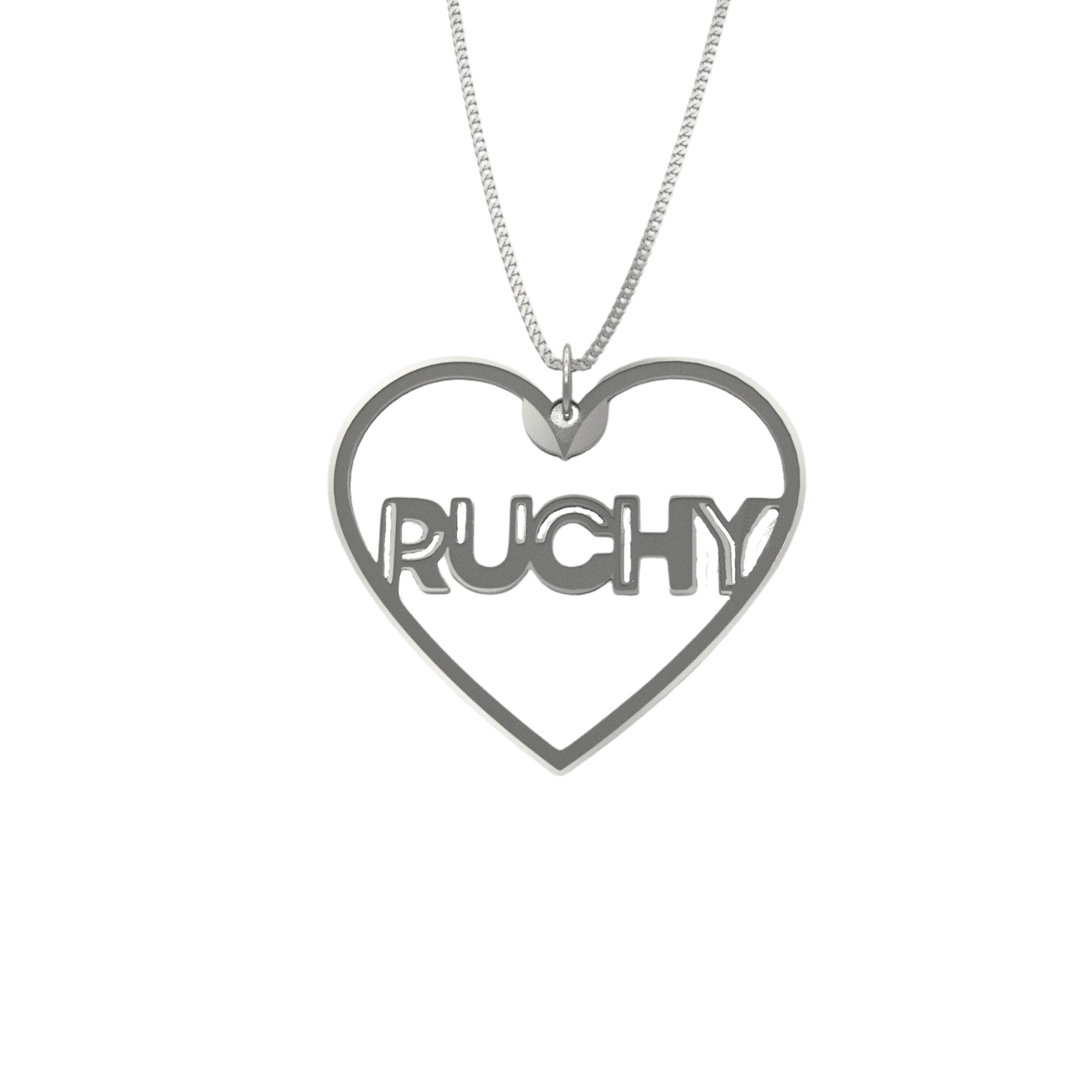 Hollow Heart Necklace – English, in Silver - NAMEBITZ