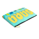 Aqua Pencil Case with Yellow Paint Letters - NAMEBITZ