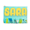 Aqua Pencil Case with Yellow Paint Letters - NAMEBITZ