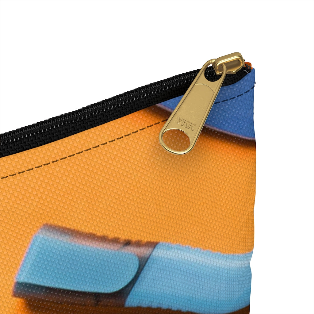 Blue and Orange Pencil Case with Accessories Print (See Coordinating Backpack) - NAMEBITZ