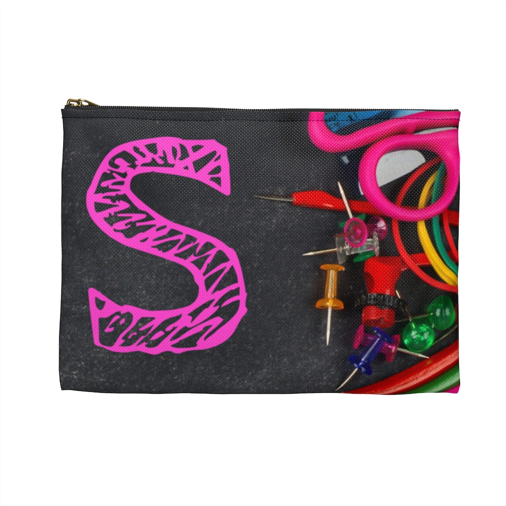 Grey Pencil Case with Pink Initial - NAMEBITZ