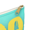 Aqua Pencil Case with Yellow Paint Letters - NAMEBITZ