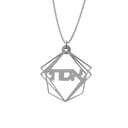 Geometric Pyramid Shape Necklace – Hebrew, Silver - NAMEBITZ