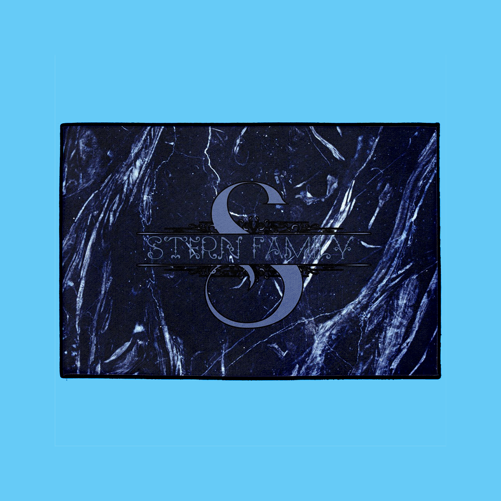 Elegant Welcome Mat – English, in Blue - NAMEBITZ