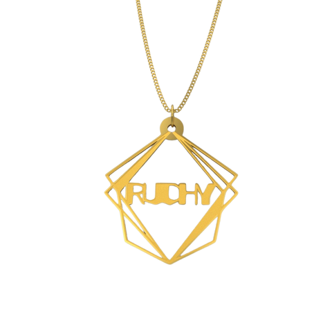 Geometric Pyramid Shape Necklace – English, Gold Plated