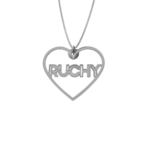 Hollow Heart Necklace – English, in Silver