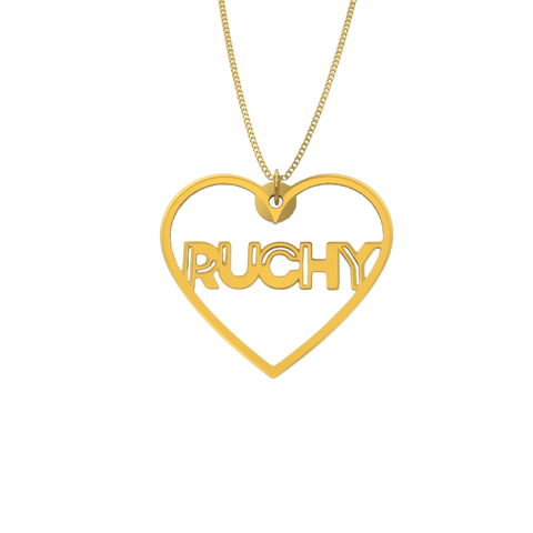 Hollow Heart Necklace – English, Gold plated