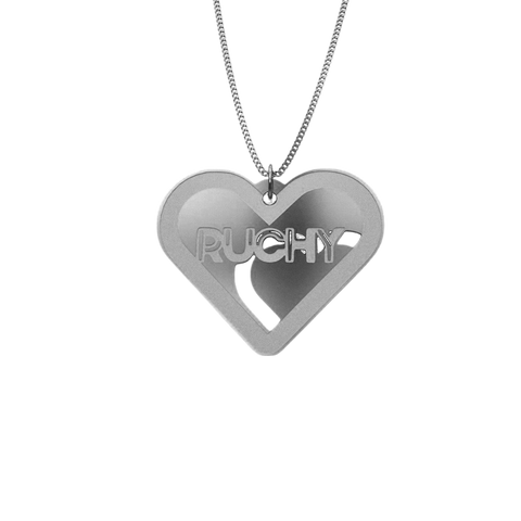Double Heart Necklace – English, in Silver