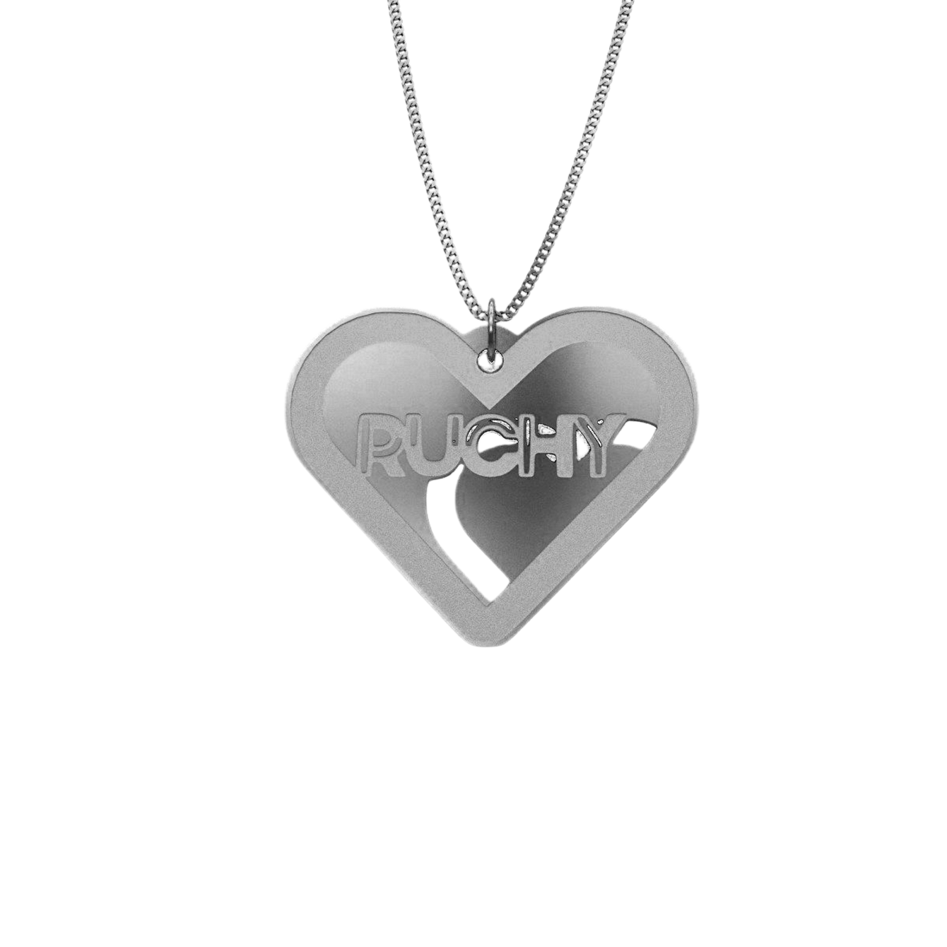 Double Heart Necklace – English, in Silver - NAMEBITZ