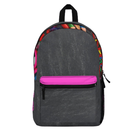 Grey Backpack with Pink Initial