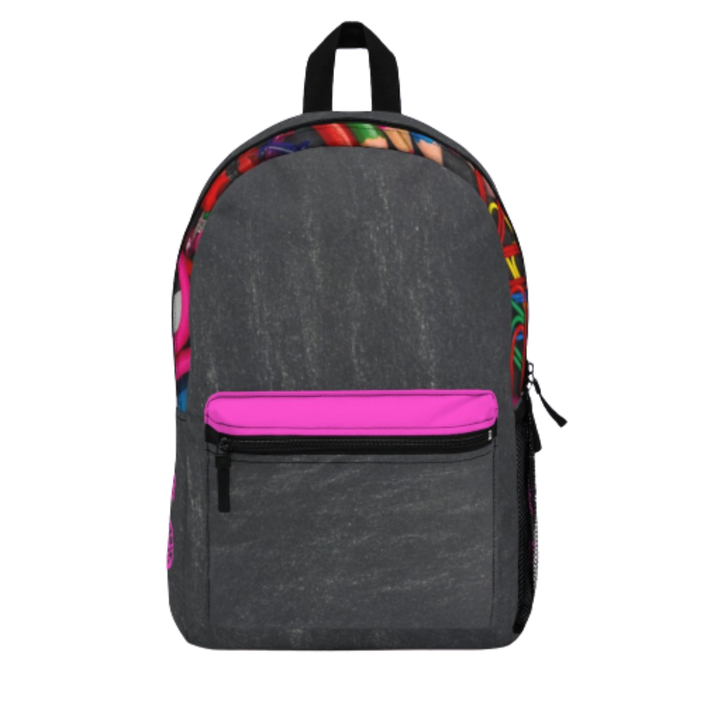 Grey Backpack with Pink Initial - NAMEBITZ