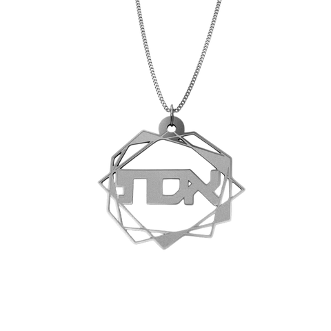 Abstract Geometric Necklace – Hebrew, Silver