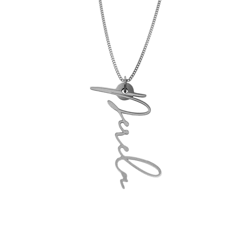 Simple Script Necklace - English, Silver