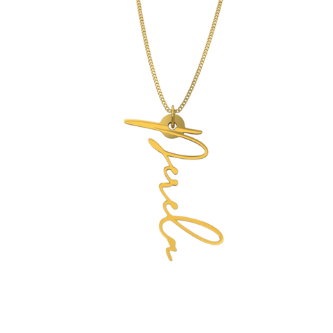 Simple Script Necklace - English, Gold