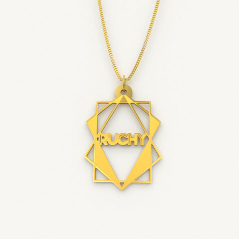 polyhedron geometric Necklace – English, Gold Plated
