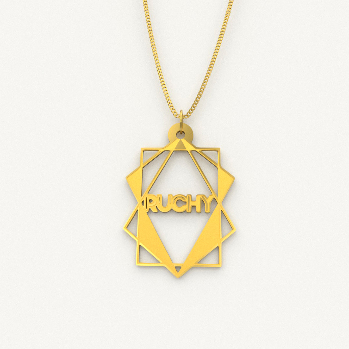 polyhedron geometric Necklace – English, Gold Plated - NAMEBITZ