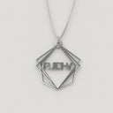 Geometric Pyramid Shape Necklace – English, Silver - NAMEBITZ