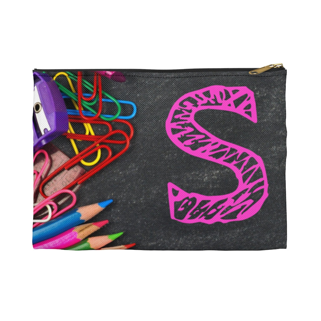 Grey Pencil Case with Pink Initial - NAMEBITZ