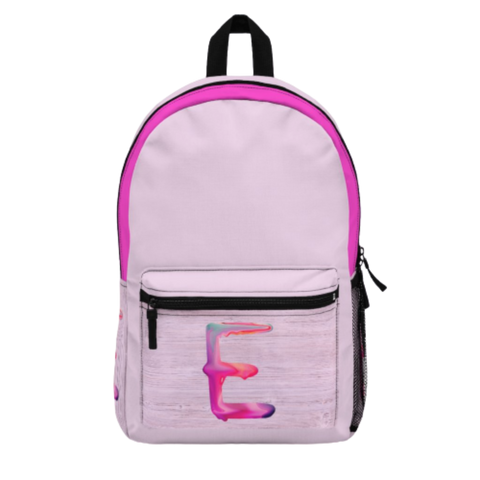 Pink Backpack with Paint Initial