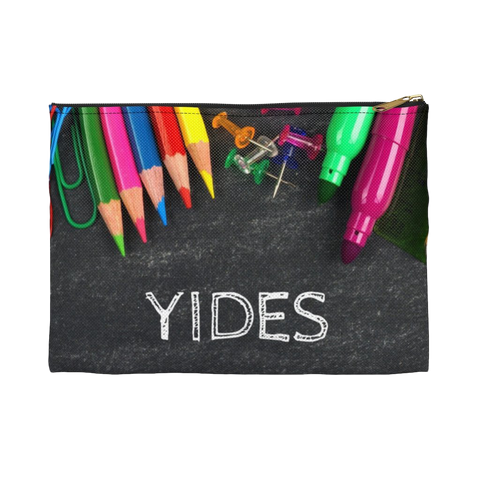 Grey Pencil Case with Chalk Letters, Vertical Print