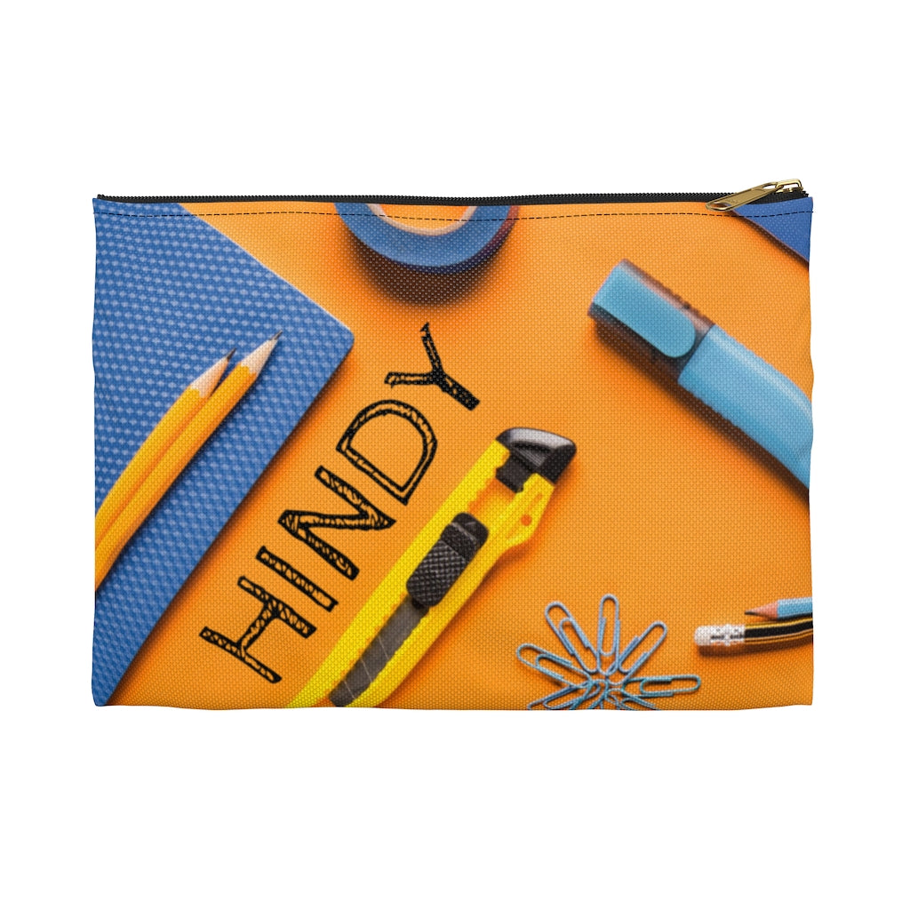 Blue and Orange Pencil Case with Accessories Print (See Coordinating Backpack) - NAMEBITZ