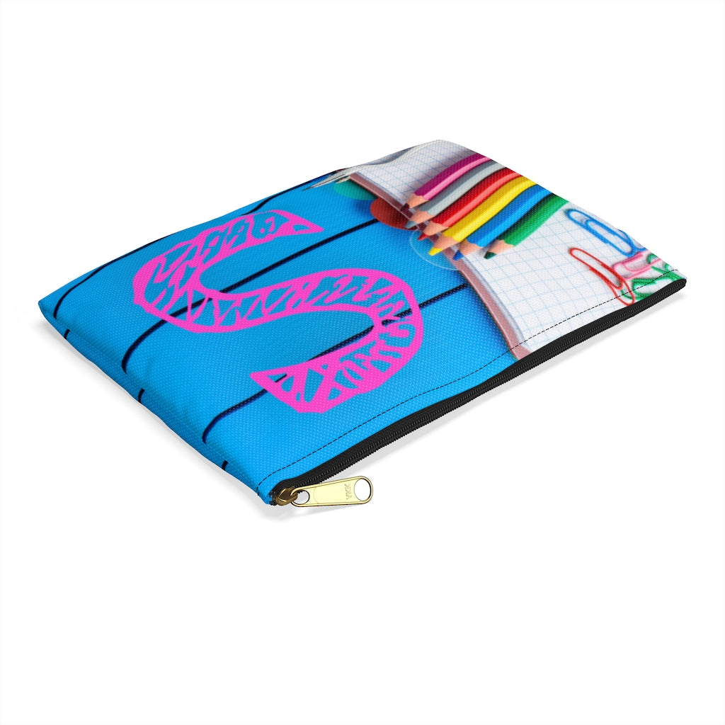 Blue Pencil Case with Pink Initial (See Coordinating Backpack) - NAMEBITZ