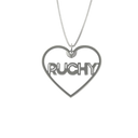 Hollow Heart Necklace – English, in Silver - NAMEBITZ